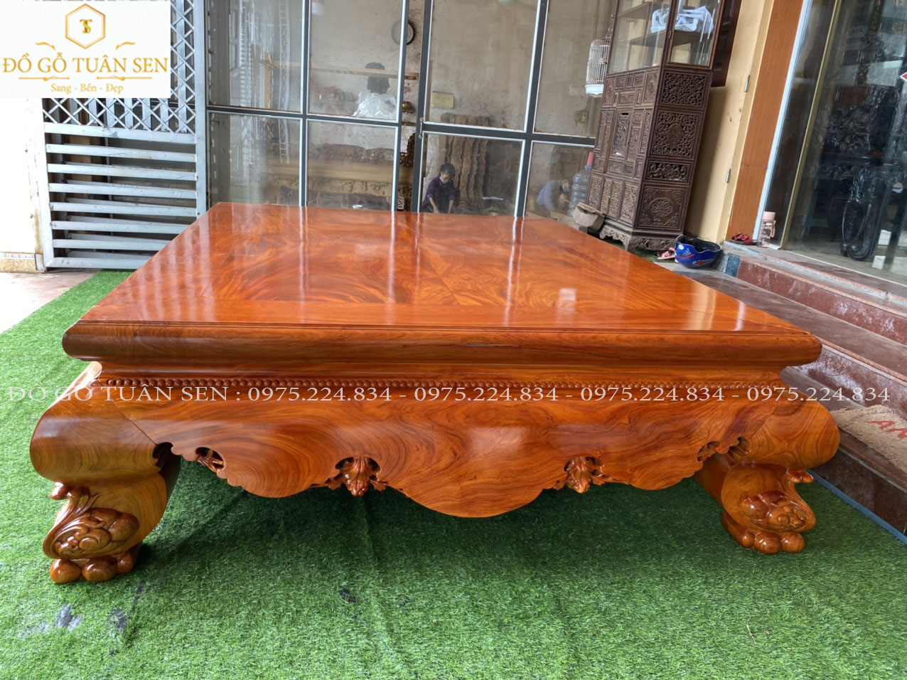 Hình ảnh chi tiết bộ sập trơn gỗ hương đẹp 